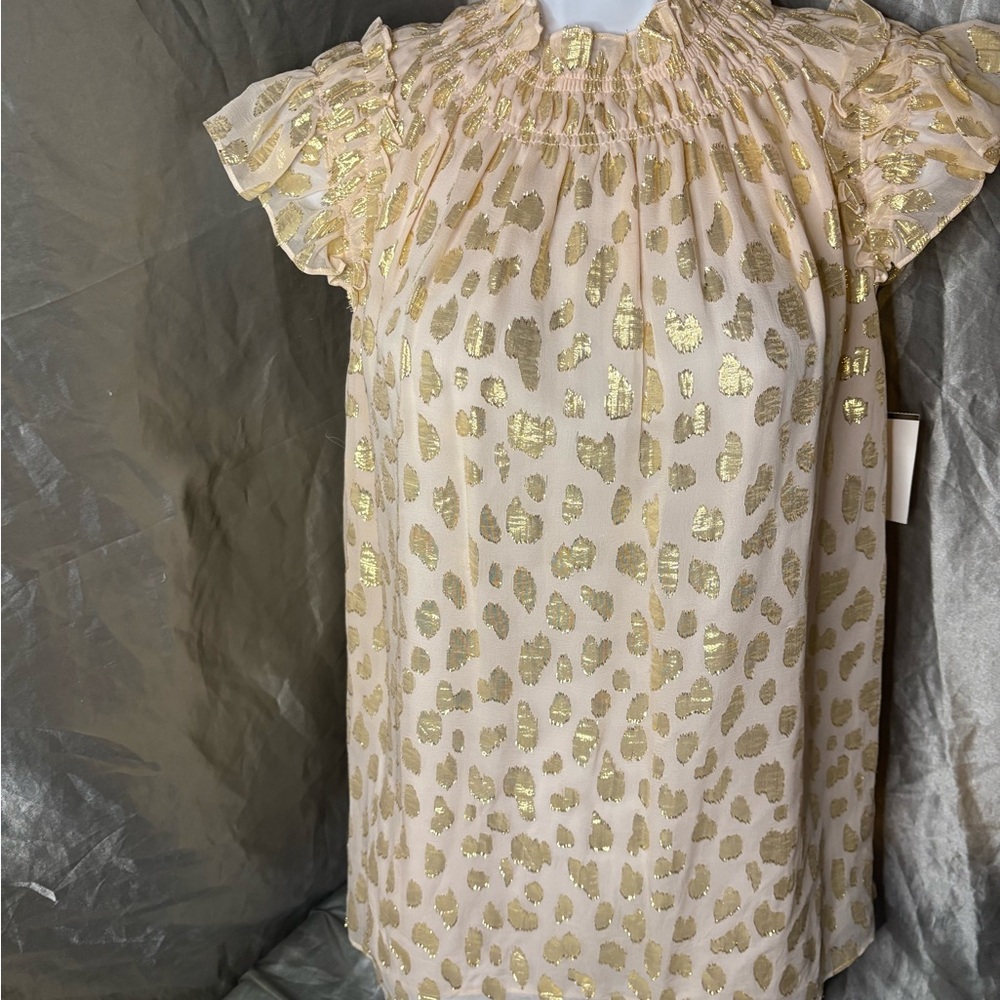 Rebecca Taylor Cream and Gold Ruffle Detail